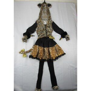 Cheetah Leopard Halloween Costume Girls M 8-10 Dress Up Pretty Kitty Wild Cat